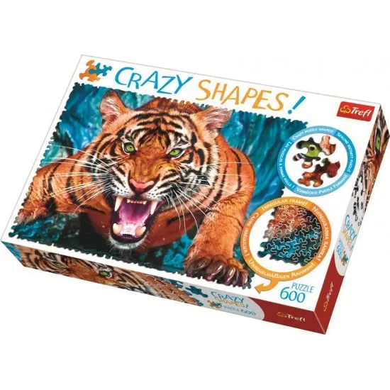Puzzle Trefl cu piese ciudate - Fata in fata cu tigrul 600 piese