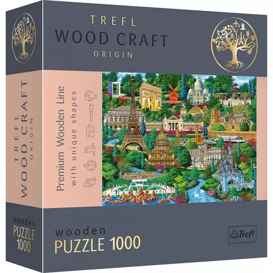 Puzzle din lemn 1000 piese Trefl - Obictivele turistice faimoase din Franta