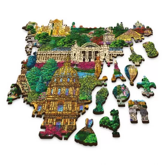Puzzle din lemn 1000 piese Trefl - Obictivele turistice faimoase din Franta