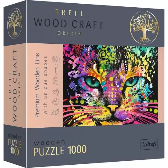 Puzzle din lemn 1000 piese Trefl - Pisicuta colorata