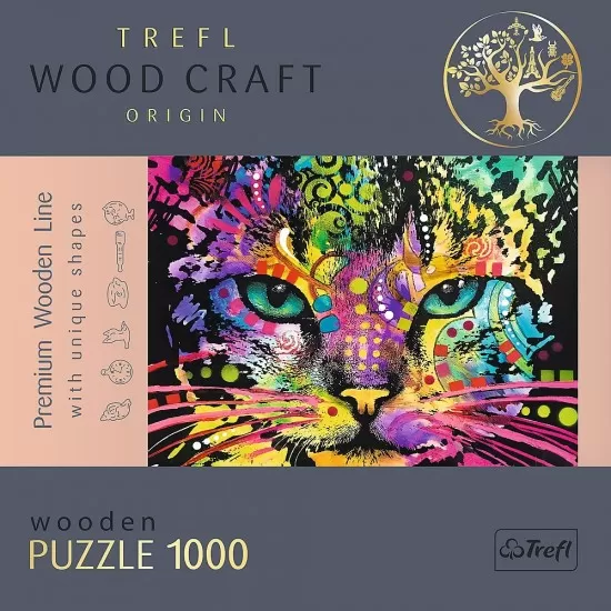 Puzzle din lemn 1000 piese Trefl - Pisicuta colorata