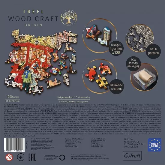 Puzzle din lemn 1000 piese Trefl - Strada pregatita de Craciun Puzzle din lemn 1000 piese Trefl - Strada pregatita de Craciun