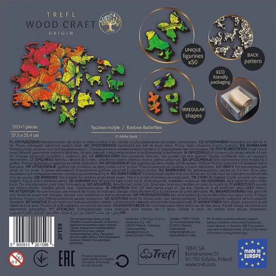 Puzzle din lemn 500+1 piese Trefl - Fluturasii colorati Puzzle din lemn 500+1 piese Trefl - Fluturasii colorati