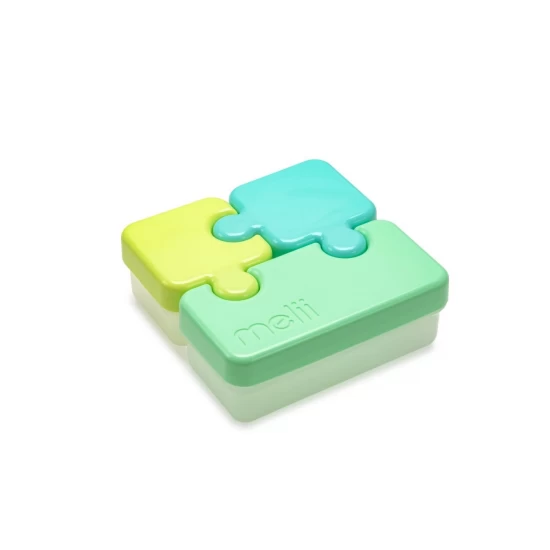 Set 3 recipiente hrana bebe model puzzle, Melii, albastru si verde Set 3 recipiente hrana bebe model puzzle, Melii, albastru si verde