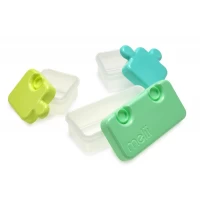 Set 3 recipiente hrana bebe model puzzle, Melii, albastru si verde