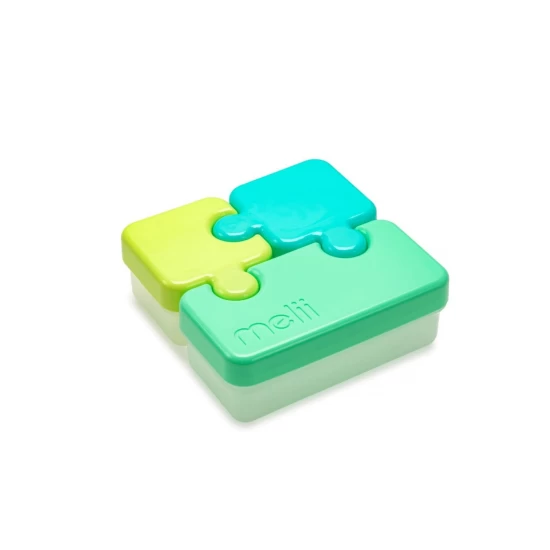 Set 3 recipiente hrana bebe model puzzle, Melii, albastru si verde Set 3 recipiente hrana bebe model puzzle, Melii, albastru si verde