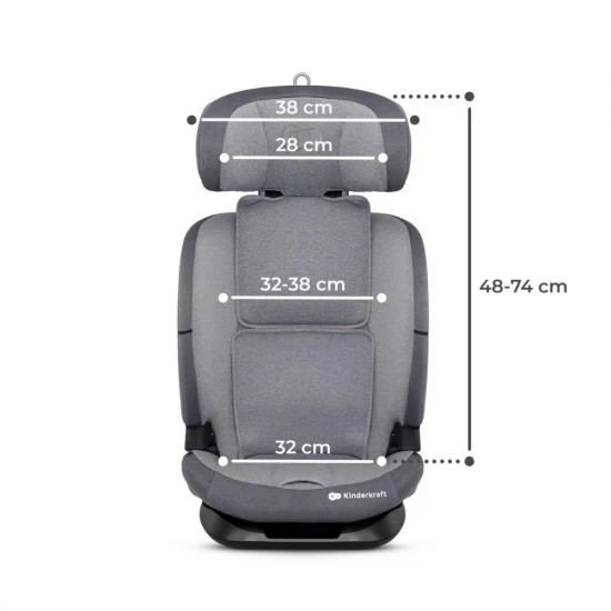 Scaun auto I-Size 76-150 cm cu Isofix Kinderkraft Oneto3 Cool Grey Scaun auto I-Size 76-150 cm cu Isofix Kinderkraft Oneto3 Cool Grey