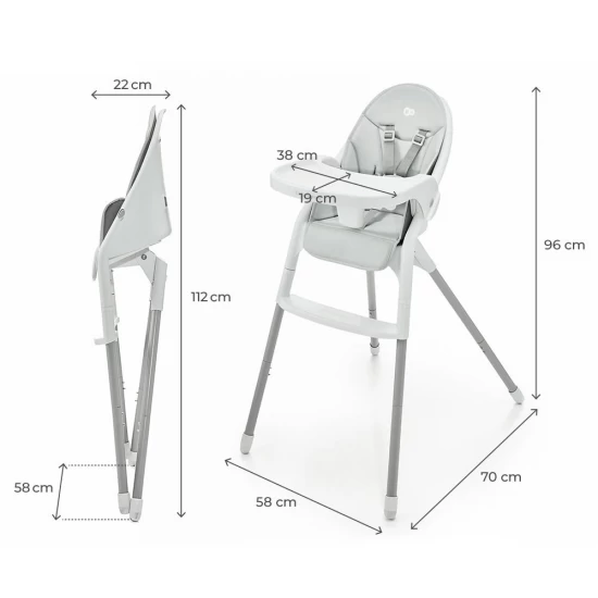 Scaun de masa transformabil Kinderkraft Dinnly Grey Scaun de masa transformabil Kinderkraft Dinnly Grey