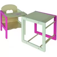 Scaun de masa transformabil din lemn pentru papusi