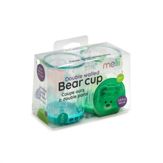 Set 2 pahare copii design interior Urs, Melii, albastru si verde