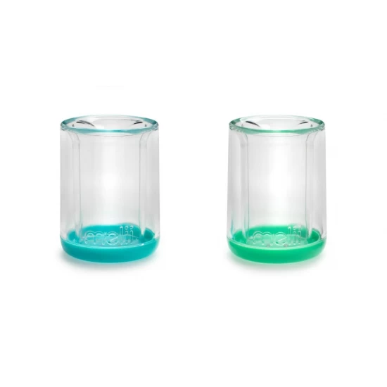 Set 2 pahare copii design interior Urs, Melii, albastru si verde