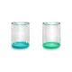 Set 2 pahare copii design interior Urs, Melii, albastru si verde