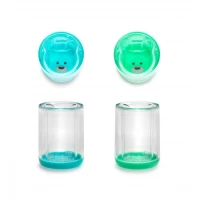 Set 2 pahare copii design interior Urs, Melii, albastru si verde