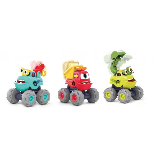 Set 3 masinute constructie monstruleti amuzanti cu frictiune Set 3 masinute constructie monstruleti amuzanti cu frictiune