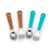 Set 4 tacamuri colorate, Melii, model Urs si Rechin