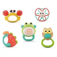 Set 5 jucarii pentru dentitie in cutie Orchestra Animalutelor
