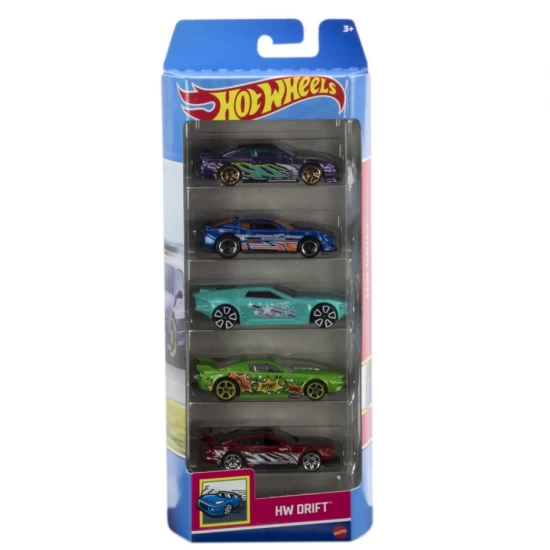 Set 5 masini Hot Wheels cu design Hw Drift