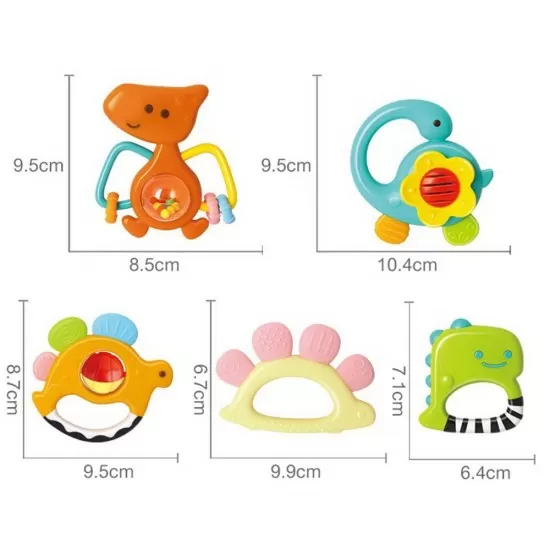 Set 5 zornaitoare dinozauri multicolori Hola Toys
