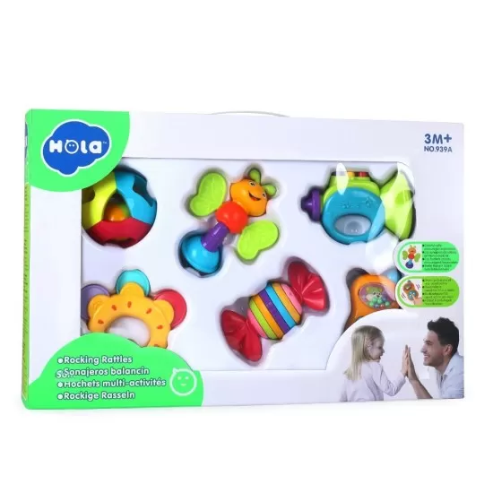 Set 6 jucarii zornaitoare pentru bebelusi Hola Toys Set 6 jucarii zornaitoare pentru bebelusi Hola Toys