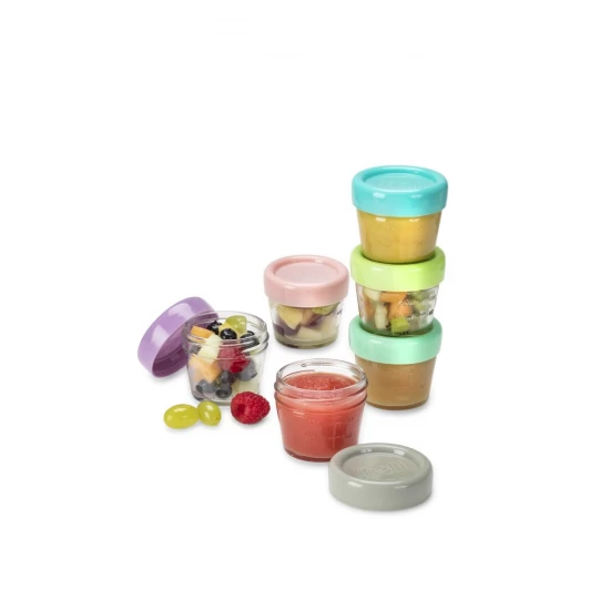 Set 6 recipiente sticla pentru hrana bebe Melii 118 ml Set 6 recipiente sticla pentru hrana bebe Melii 118 ml