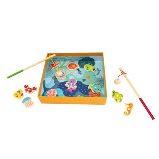 Joc magnetic de pescuit cu 12 piese din lemn Joc magnetic de pescuit cu 12 piese din lemn