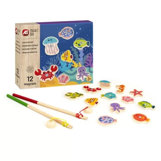 Joc magnetic de pescuit cu 12 piese din lemn Joc magnetic de pescuit cu 12 piese din lemn