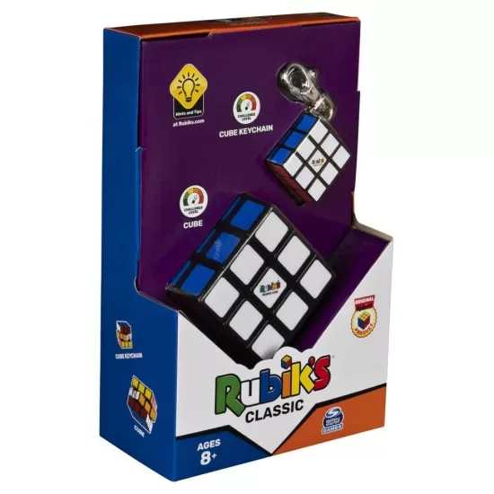 Set cub Rubik 3x3 clasic si breloc originale Set cub Rubik 3x3 clasic si breloc originale