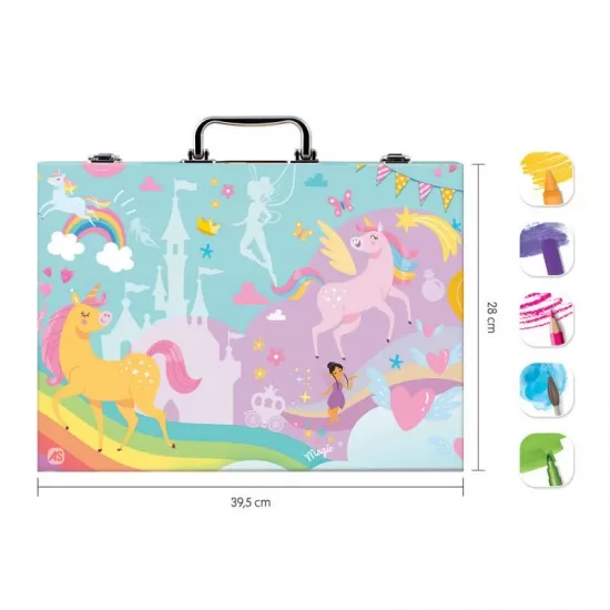 Set de desen Deluxe cu 100 de accesorii Unicorn
