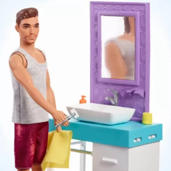 Set de joaca Barbie - Ken cu mobilier si accesorii baie