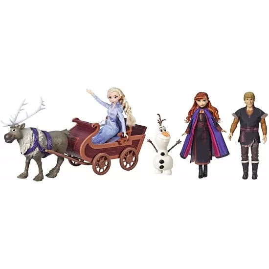 Set de joaca cu 5 personaje Frozen 2 - Aventuri pe sanie Set de joaca cu 5 personaje Frozen 2 - Aventuri pe sanie