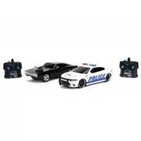 Set 2 masinute Fast and Furious cu telecomanda Toyota Supra si Dodge Charger SRT scara 1:16
