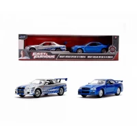 Set 2 masinute metalice Fast & Furious Nissan Skyline GT-R scara 1:32