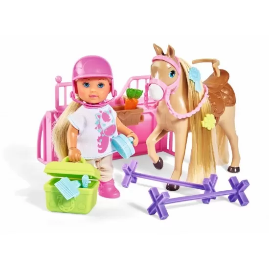 Set papusa Evie cu calut si accesorii