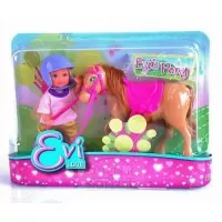 Set papusica Evi cu calut maro deschis