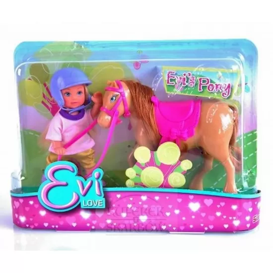 Set papusica Evi cu calut maro deschis Set papusica Evi cu calut maro deschis