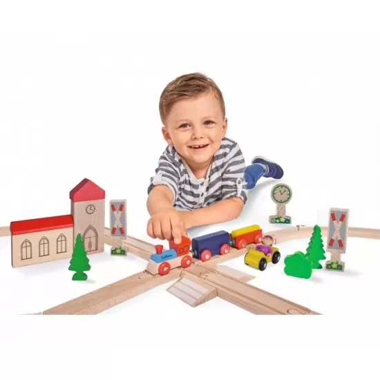 Set trenulet din lemn cu 35 piese Eichhorn Set trenulet din lemn cu 35 piese Eichhorn