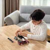 Set asamblare masina cu telecomanda Silverlit Exost Build 2 Drive rosu