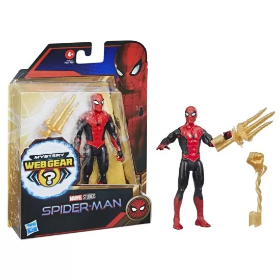 Figurina Spider-Man Mystery Webgear in costum rosu si negru 15 cm
