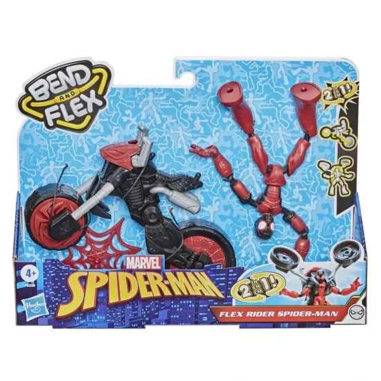 Figurina flexibila Spiderman cu motocicleta Figurina flexibila Spiderman cu motocicleta