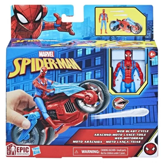 Set figurina si vehicul Spiderman Web Blast Cycle