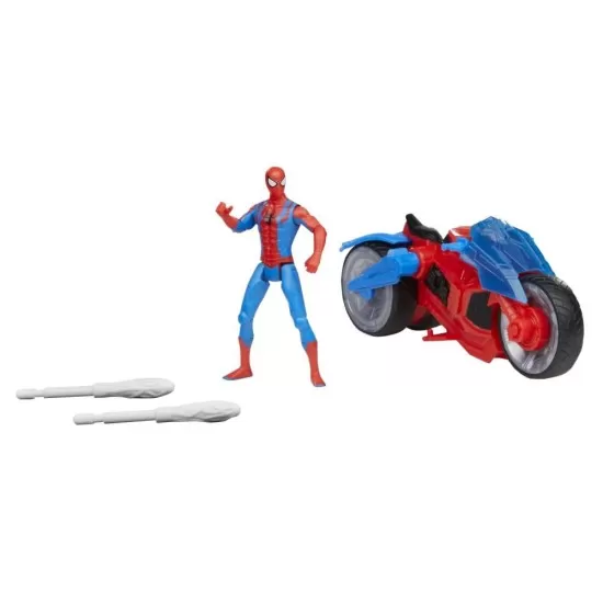 Set figurina si vehicul Spiderman Web Blast Cycle
