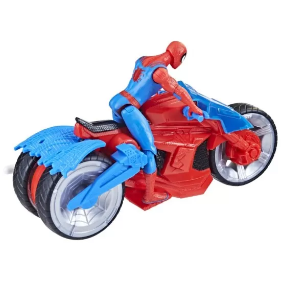 Set figurina si vehicul Spiderman Web Blast Cycle