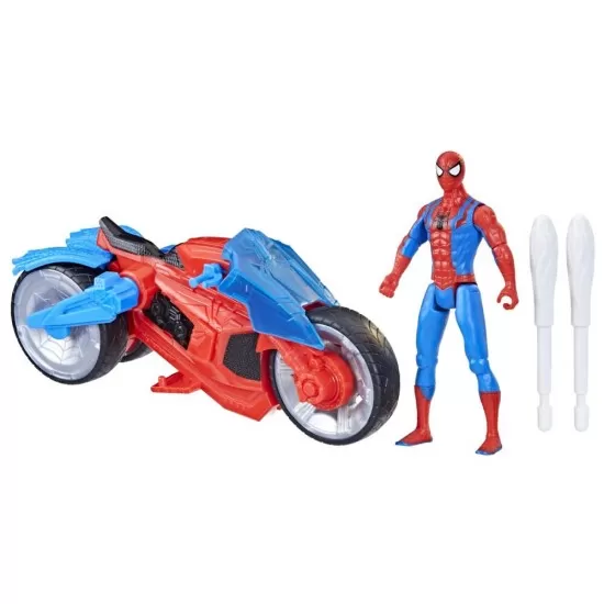 Set figurina si vehicul Spiderman Web Blast Cycle