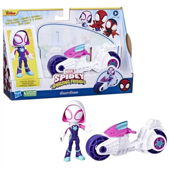 Set motocicleta si figurina Ghost Spider Spidey Prietenii Extraordinari 10 cm Set motocicleta si figurina Ghost Spider Spidey Prietenii Extraordinari 10 cm