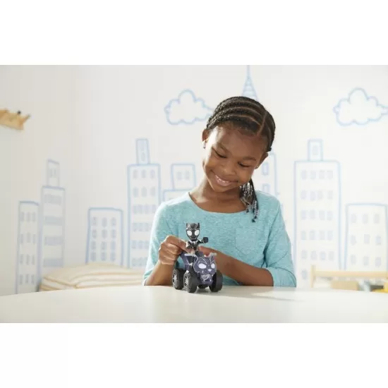 Set vehicul si figurina Black Panther Spidey Prietenii Extraordinari Set vehicul si figurina Black Panther Spidey Prietenii Extraordinari