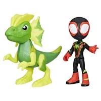Figurine Spidey si Prietenii Marvel Dino Webs Miles Spin Morales si Marvels Electrosaurus