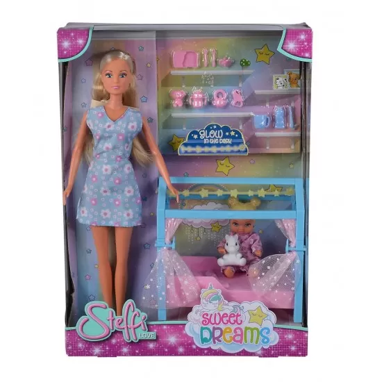 Papusa Steffi Love Sweet Dreams cu bebelus si accesorii Papusa Steffi Love Sweet Dreams cu bebelus si accesorii