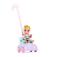 Papusa Steffi cu bebelus, masinuta premergator si accesorii