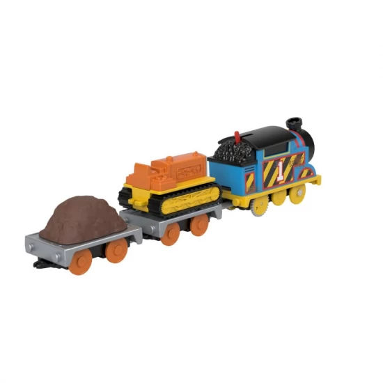 Locomotiva motorizata Thomas and Terence echipa pe santier cu 2 vagoane Locomotiva motorizata Thomas and Terence echipa pe santier cu 2 vagoane