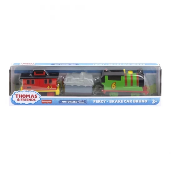 Locomotiva motorizata Thomas Percy Brake Car Bruno cu 2 vagoane Locomotiva motorizata Thomas Percy Brake Car Bruno cu 2 vagoane